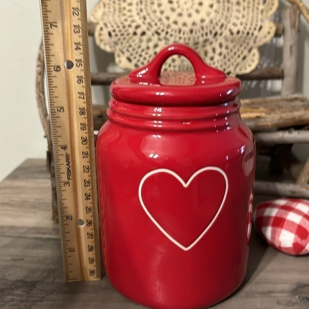 NWT RAE DUNN RED HEART BABY CANISTER